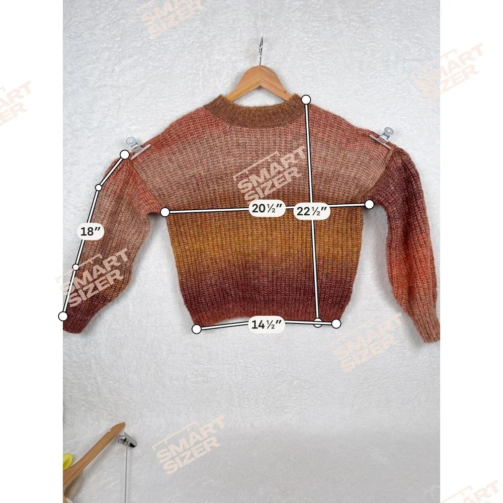 GB‎ Girls Sweater XL Orange Ombre Puff Sleeve Wool Blend GG8663SWR